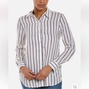 J. McLaughlin Silk Blend Button Down Striped Blouse Top. Size S
